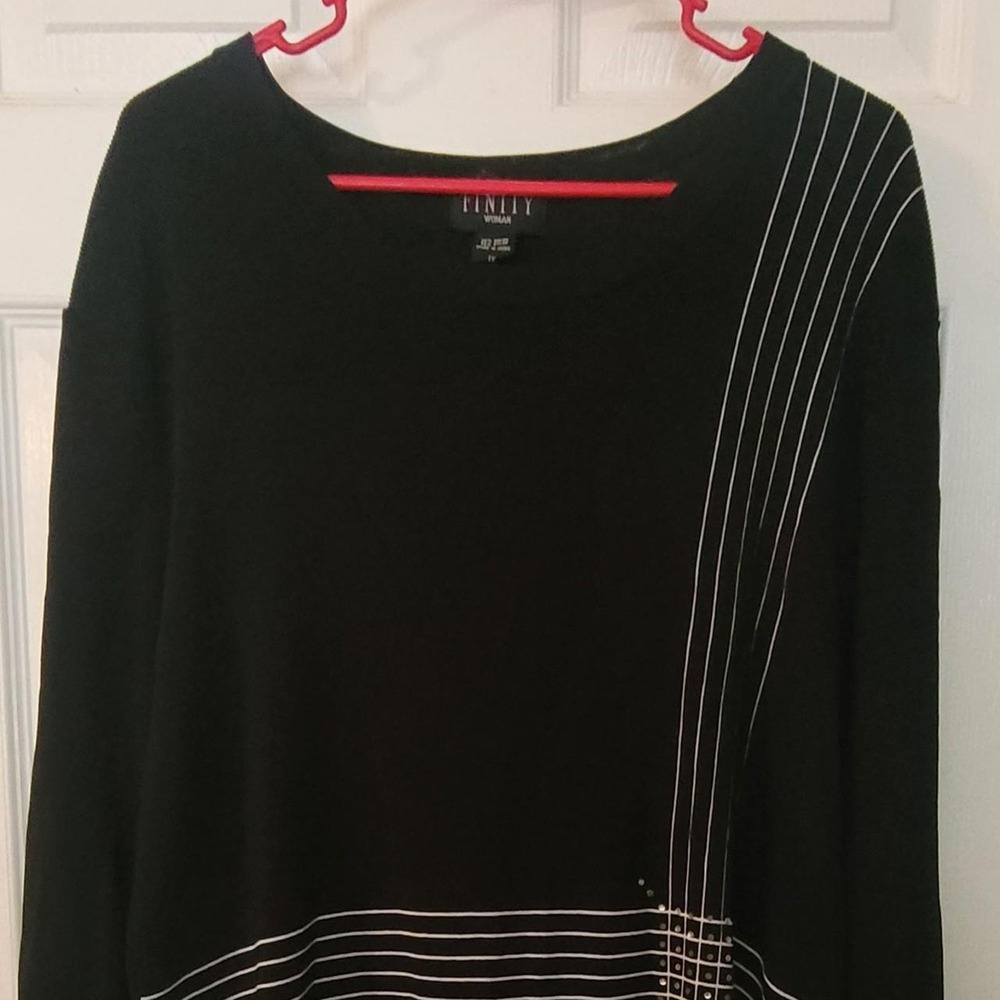 Vintage Finity Woman Abstract Optical Line Art Sweater